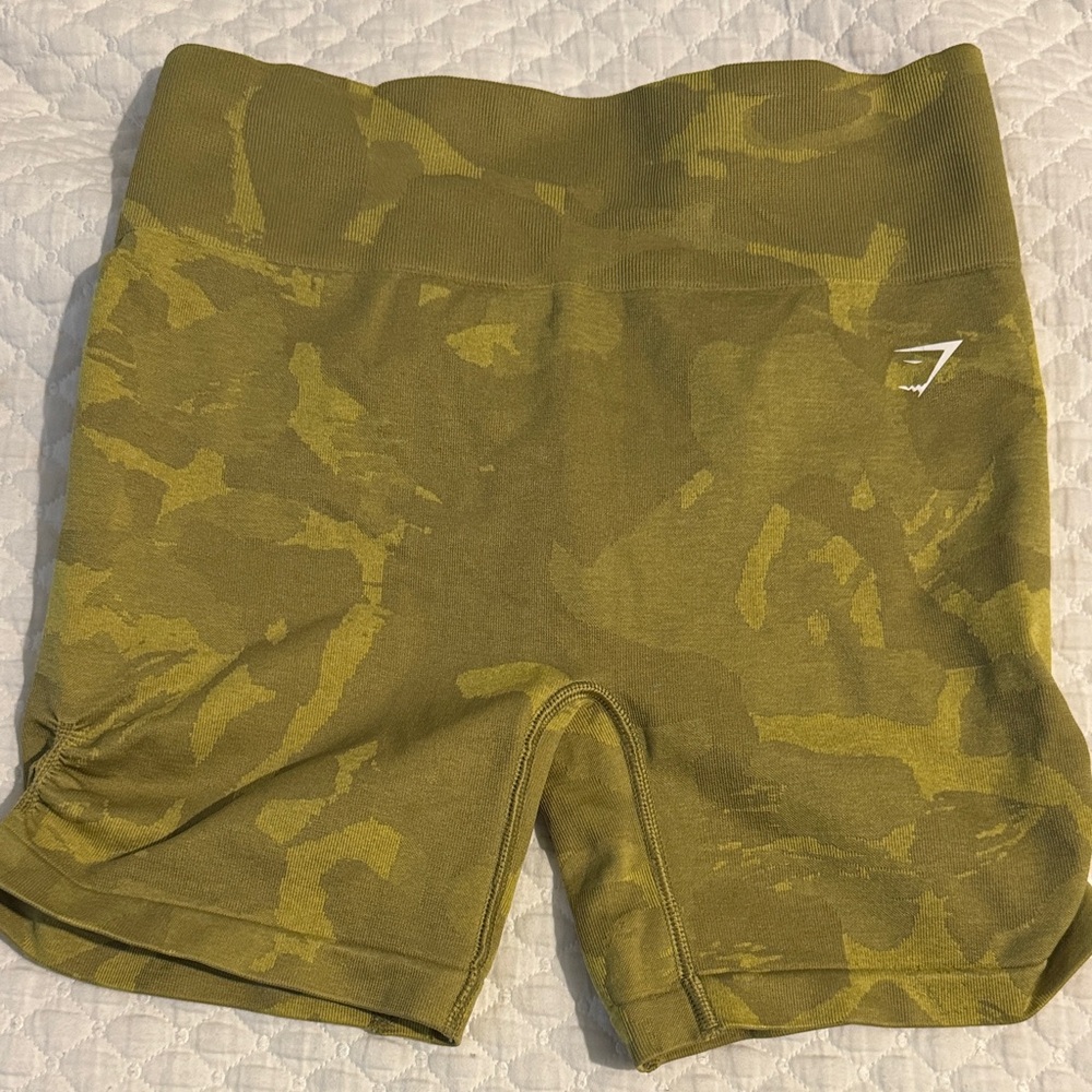Gymshark Olive Camo High-Waist Bike Shorts